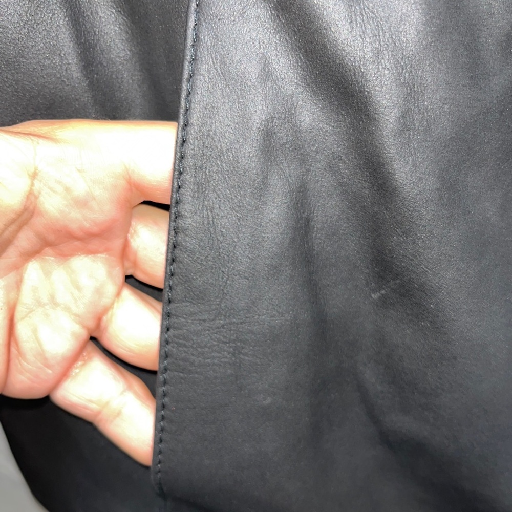 T Tahari Black Leather Angelina Z Double Zip Collar Moto Jacket Medium - Picture 15 of 16